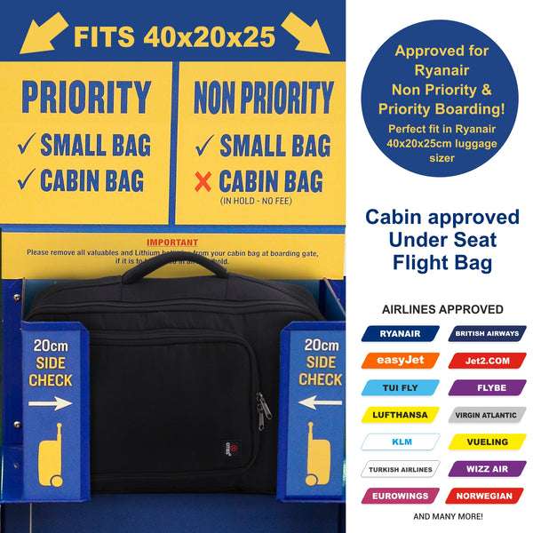 5-Cities Ryanair Maximum (40x20x25cm) Underseat Cabin Backpack/Rucksack, 2 Years Warranty, Black £20.99 Travel Luggage Cabin Bags