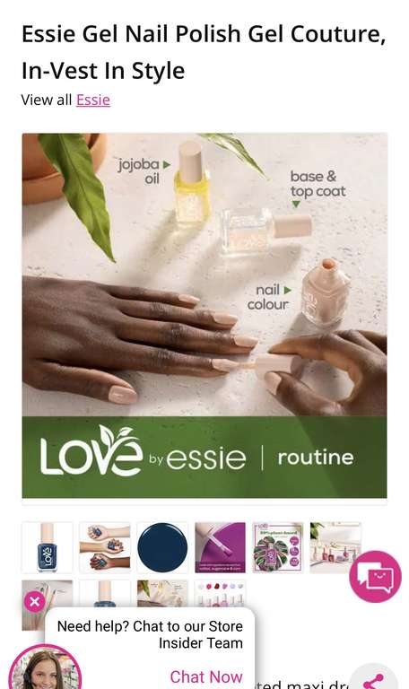 40% off Essie Love range eg,0 Blessed Never Stressed£5.39/70 Spinning In Joy£5.39/230 On The Brighter Side£5.39/Click & collect at superdrug
