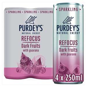 Purdeys Refocus Dark Fruits Energy Drink 4X250ml £2.50 (Clubcard Price) @ Tesco