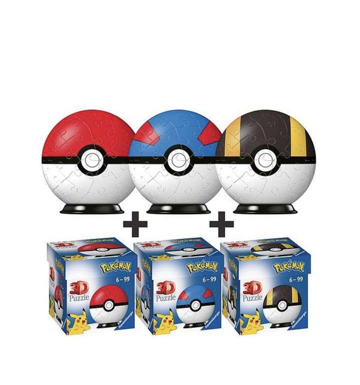Ravensburger Pokemon Triple Pack 3D puzzle (pokeball, great ball & ultraball) - £12.99 + £3 collection @ Very