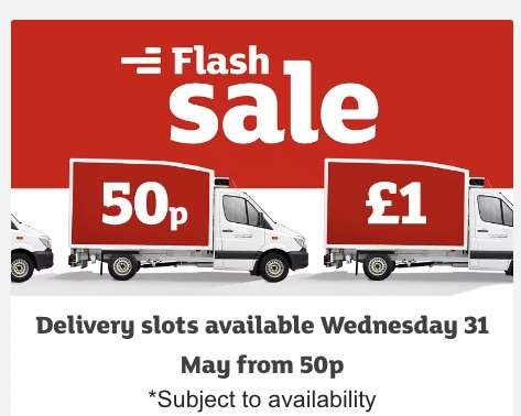 Saver Delivery 50p / standard delivery £1 for Wednesday 31/05 (min £40 spend) + £18 off £60 first shop using code @ Sainsbury's
