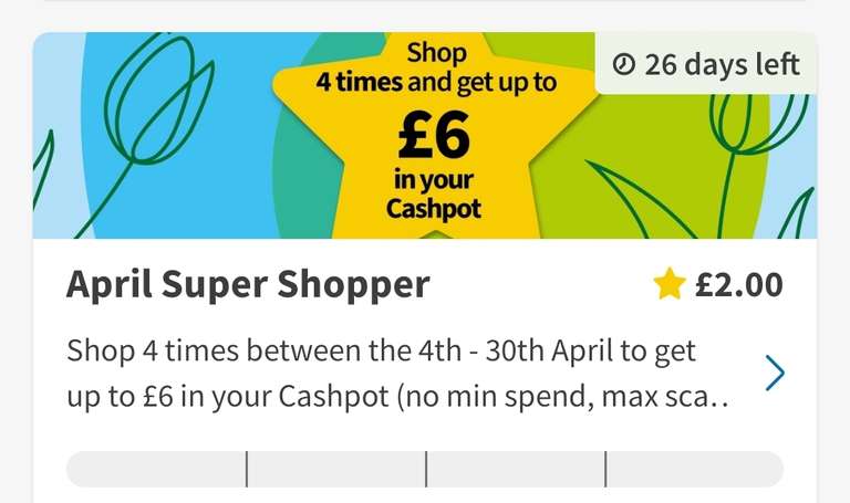 ASDA Rewards April Super Shopper £6 for 4 shops (no min spend, selected accounts)