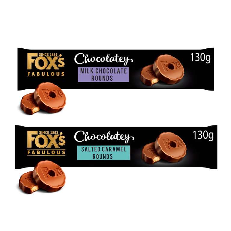 Fox's Chocolatey Biscuit Rounds 130g (Milk / Salted Caramel) (Clubcard Price)