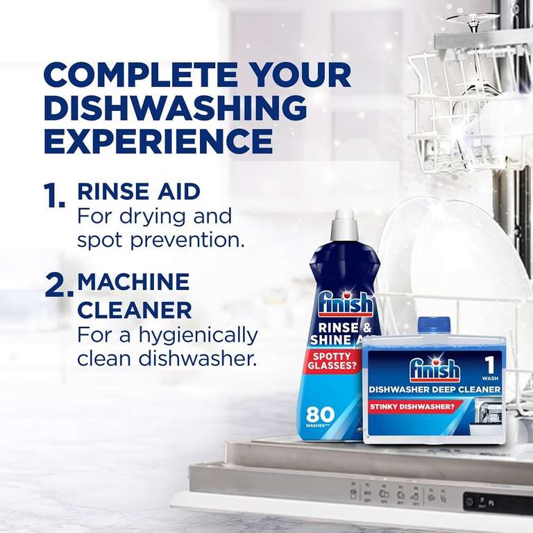 Finish Dishwasher Machine Cleaner | Original | Pack of 2, 250ml Each |Deep Cleans and Helps to prolong life of your dishwasher (S&S £4.45)