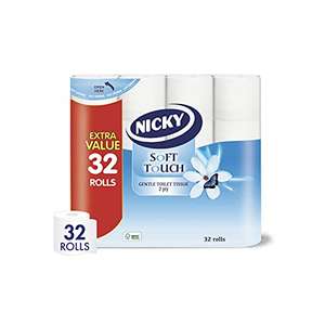 2 x 32 rolls of Nicky Soft Touch Toilet Tissue - £16 (Usually dispatched within 1 to 2 months) at Amazon