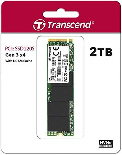 Transcend MTE220S 2 TB NVMe PCIe Gen3 x4 M.2 2280 3D TLC NAND with DRAM Cache £60.99 Prime Exclusive @ Amazon