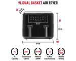 Haden 9L Dual Zone/Double Basket Air Fryer 2200w-2600w Power Rating - 2 Year Warranty - W/Code
