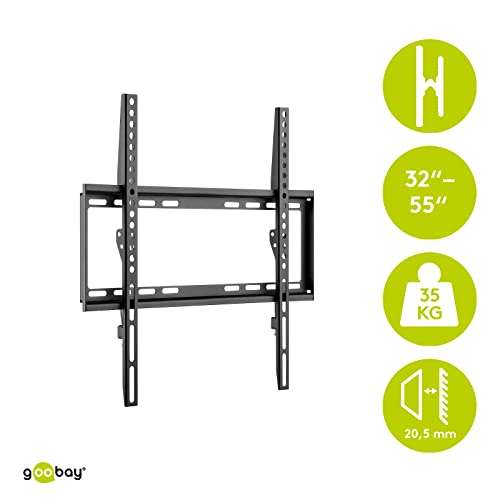Goobay 49730 Wall Mount 55 Inches Extra Flat for Large Televisions from 32 to 55 Inches to 35 kg Max. VESA 400 x 400 - £8.54 @ Amazon
