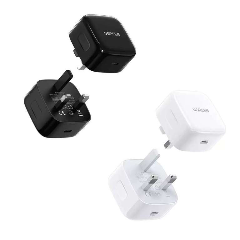 UGREEN 20W PD USB-C Wall Charger Twin Pack - Black or White £13.99 Delivered @ MyMemory