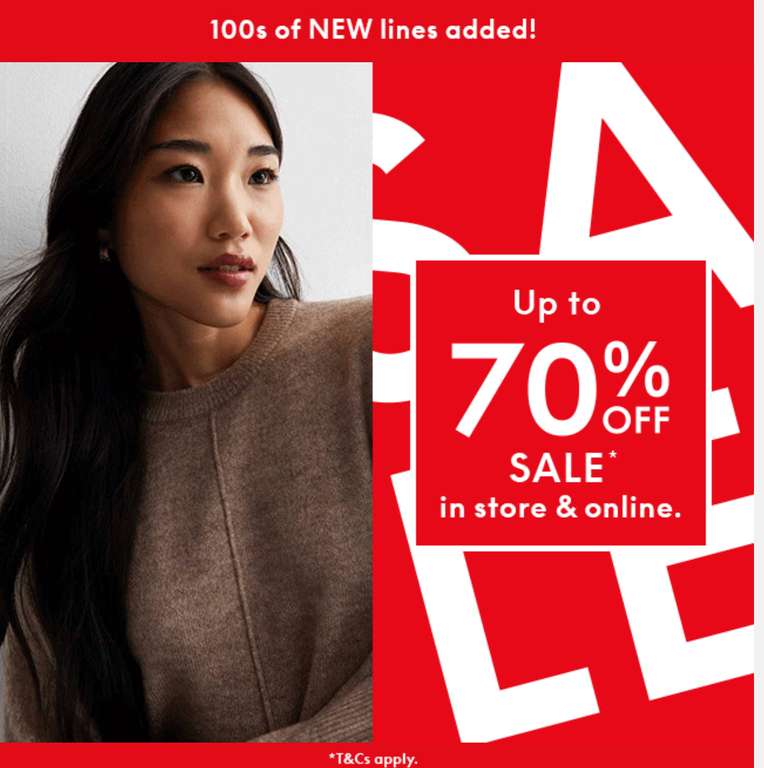 New Look Sale Now Up to 70% off (100’s of New Lines added)Prices starting from £1 + Click & Collect available