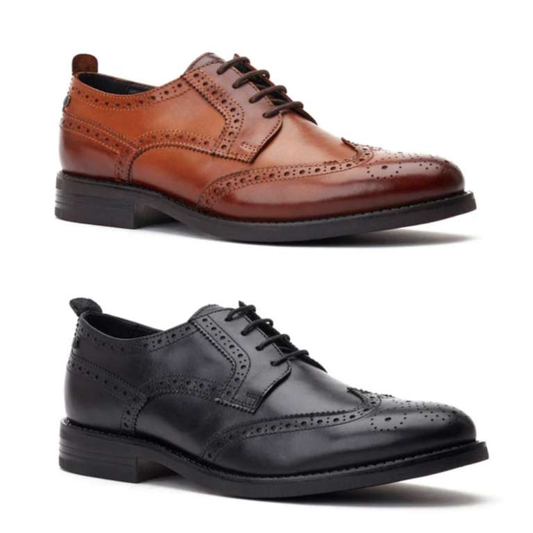 Base Men’s Cooper Brogue Leather Shoes (2 Colours / Sizes 5 - 12) - W ...