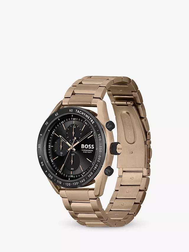 BOSS Men\'s Centre Court Chronograph Bracelet Strap Watch, Beige/Black  1514027 | hotukdeals