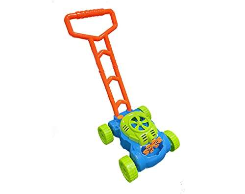 Ram Lawn Bubble Mower Push Along Toy Lawnmower For Kids And Toddlers With Bubble Machine Soapy Solution Included