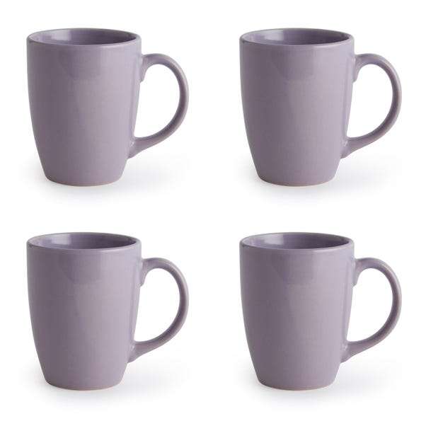 Set of 4 Gloss Stoneware Mugs - Grey or Lilac - £2.50 (Free Click and Collect) @ Dunelm