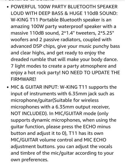 W-KING 100W Bluetooth Speakers V5.3, IPX6 Waterproof Portable Party Loud  Wireless Speaker with Deep Bass/110dB Huge Sound/DSP, Karaoke Outdoor  Boombox