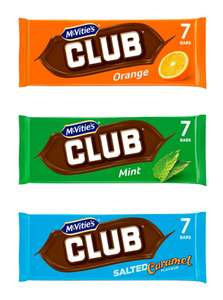 Mcvitie's Club Chocolate Bars x 7 161g (Orange / Mint / Salted Caramel)
