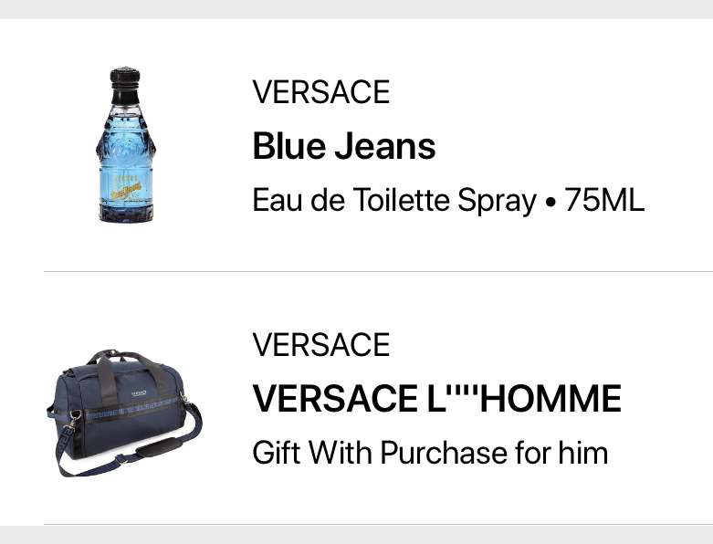 Versace Blue Jeans EDT 75ml & FREE Versace Parfum Duffle Bag - £14.44 with  15% off - BLC / Student | hotukdeals