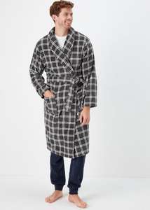 Grey Check Print Coral Fleece Dressing Gown + 99p collection