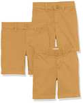 Amazon Essentials Boys and Toddlers' Uniform Woven Flat-Front Shorts (Water-Resistant) Pack of 3, Dark Khaki Brown, 8 Years
