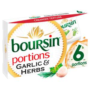 Boursin 6x16g Garlic & Herb, soft cheese portions 29p @ FarmFoods Llanelli