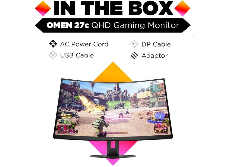 OMEN 27c (27”) QHD HDR 1000R Curved Gaming Monitor, 1ms response / 240Hz refresh £299.99 Delivered @ HP with 3 Year Free Care Bundle