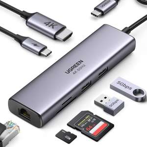 UGREEN Revodok USB C Hub Ethernet,7-in-1 USB C Dock W/4K@60Hz HDMI,1Gbps Ethernet,100W PD,2 USB-A 3.0 Ports,SD/TF - UGREENGROUPLIMITEDUK/FBA
