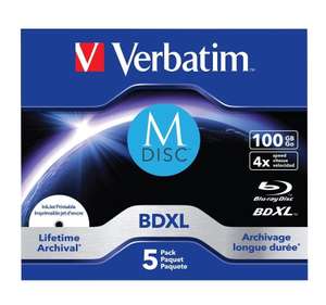 Verbatim MDISC BDXL - 100 GB, 4 times the burn speed with lifelong archiving, 5 pieces in a jewel case £25.44 @ Amazon Germany