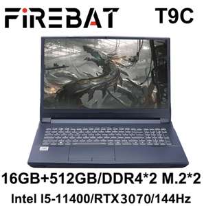 FIREBAT T9C 16.1, i5-11400, RTX 3070, M.2 x2, 16/512GB SSD, 144Hz, Wifi6 BT5.1 Gaming Laptop - Sold by Firebat Official Store