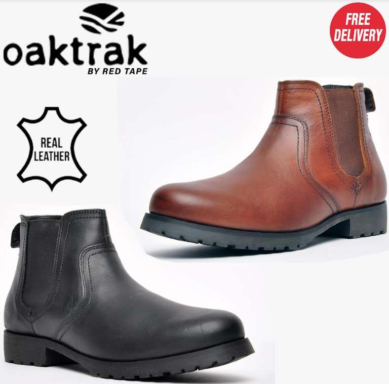 Real Leather Oaktrak By Red Tape Classic Chelsea Dealer Boots Using Code