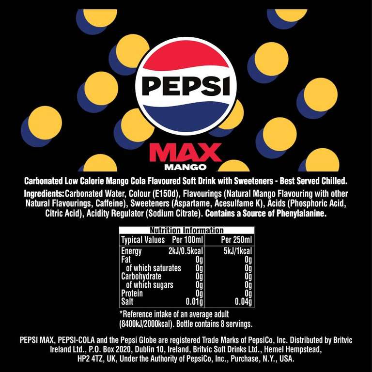Pepsi Max Mango 24x330ml x 4 (96 cans) / £26 S&S - £24 S&S Max Savings