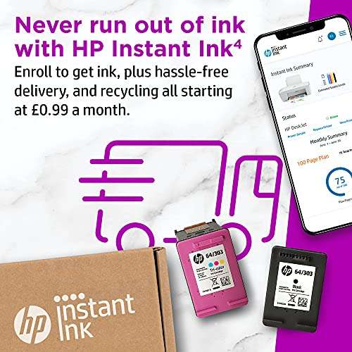HP DeskJet 2710e All-In-One Colour Printer with 6 Months of Instant Ink with HP+, White £28.99 @ Amazon