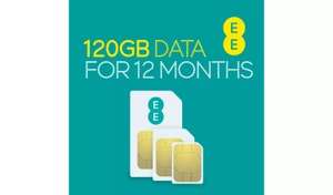 EE 120GB Pay As You Go Data Only Sim Card, valid for 12 months - £50 Free Click & Collect @ Argos