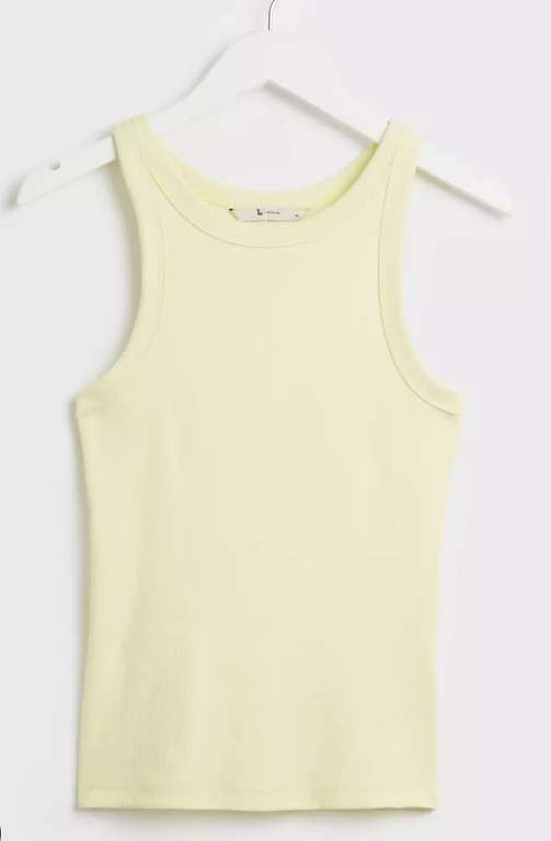 Turquoise or Pastel Yellow Ribbed Racer Neck Vest (free Click & Collect)