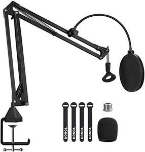 Microphone Arm Stand, TONOR Adjustable Suspension Boom Scissor Mic Stand with Pop Filter - £17.49 with code @ Micfonotech / Amazon