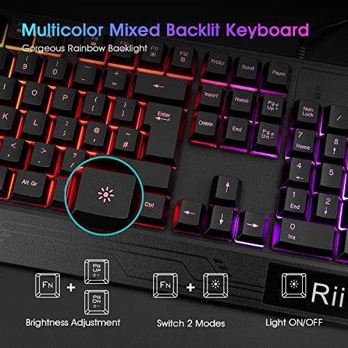 Rii Gaming Keyboard and Mouse, RGB Light Up £16.98 @ Greetek / Amazon