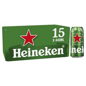 Heineken 15 x 440ml cans £11.99 or £10.19 with 15% Subscribe and save @ Amazon