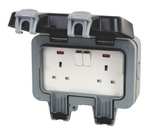 British General IP66 13A 2-GANG DP Weatherproof Outdoor Switched Socket £8.99 Free Click and Collect at Screwfix