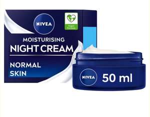 NIVEA Moisturising Night face Cream 50ml 24 Hr Overnight Moisturising for Normal Skin, With Pro Vit B5 & E (£2.12 with max Subscribe & save)