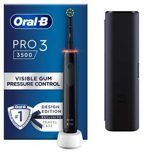 Oral-B Pro 3 Electric Toothbrushes, 1 Cross Action Toothbrush Head & Travel Case, 3 Modes, 3500, Black OR Pink