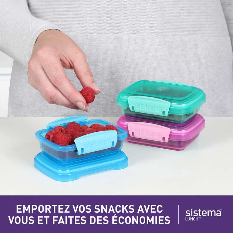 Sistema Lunch Food Storage Containers | 200 ml | Small Snack Pots | BPA-Free Plastic | Assorted Colours | 3 Pack