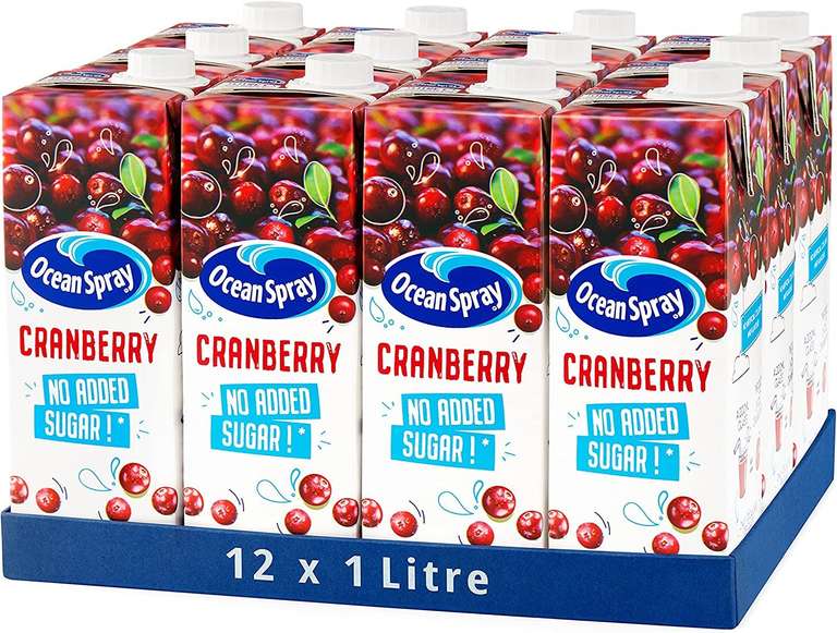Ocean Spray Classic Cranberry Juice with No Added Sugar, 1L Carton (12-Pack) £12 @ Amazon (discount applied at checkout)