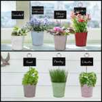 BELLE VOUS 8 Pack Metal Flower Pots - 31.7 x 7.8cm With Chalkboard - Sold By Tinyyo Europe / FBA