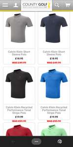 Calvin Klein Short Sleeve Polo Shirt - various colours £18.95 + £3.95 delivery at County Golf