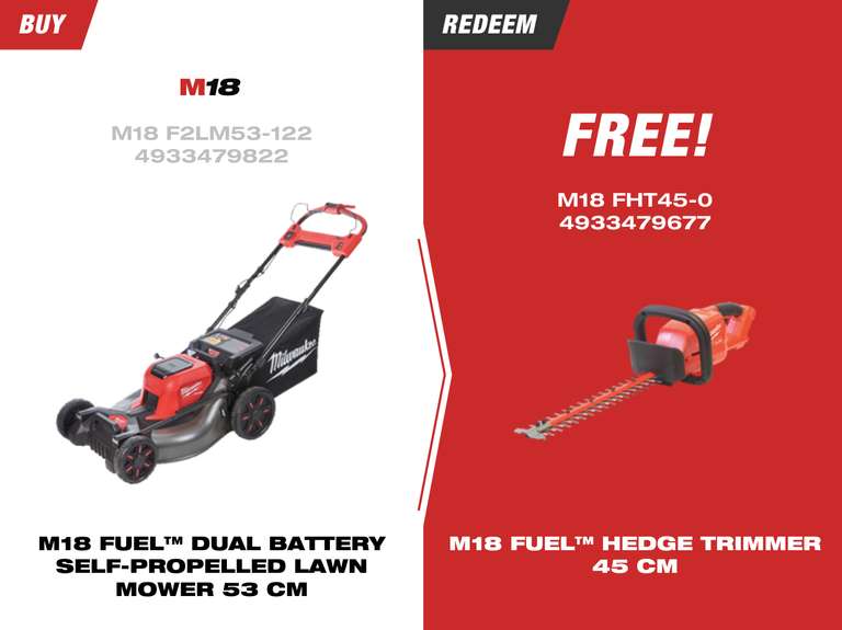 Milwaukee free gift (Hedge Trimmer or Blower) with M18 Lawn Mower Purchase - £1149 delivered @ Milwaukee Tools