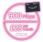 Toob - 900 Mbps Symetrical Fibre Broadband £25pm for 18 months using code + (Increased) £100 Amazon Voucher (Select Locations)