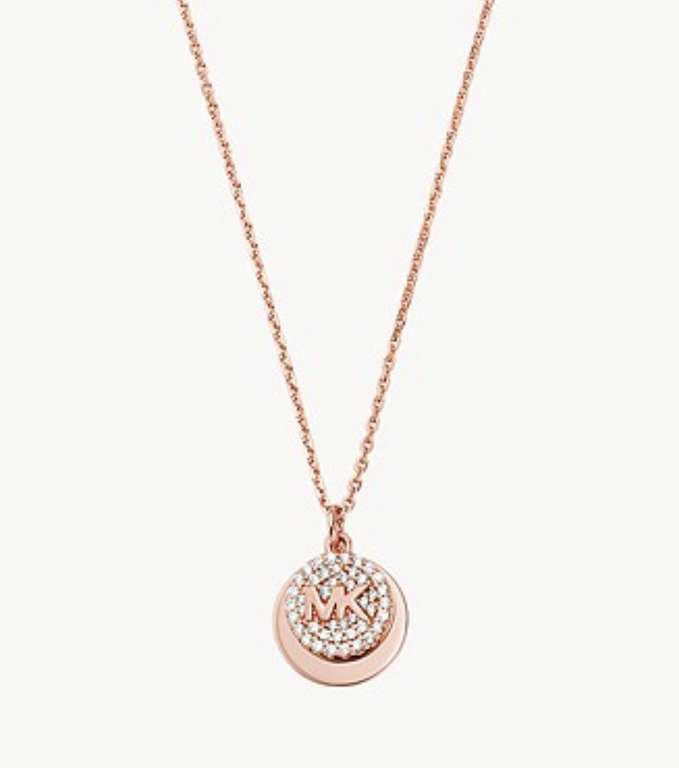 Michael Kors 14k Rose Gold-Plated Sterling Silver Pavé Engravable Pendant Necklace £39.86 with offer stack @ Watch Station