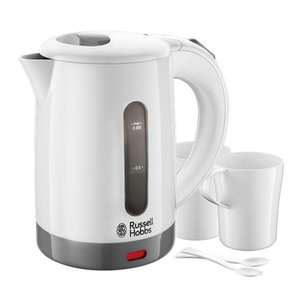 Russell Hobbs Electric 0.85L Travel Kettle, Small & Compact, Dual voltage, inc 2 cups & spoons