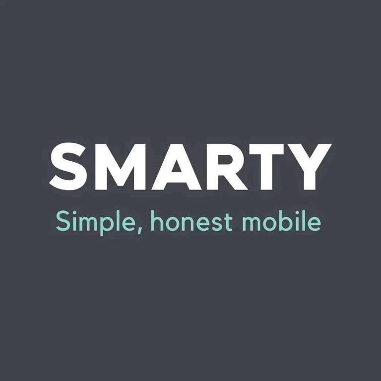 Smarty 1 Month Contract - Unltd Min/Txt, EU Roaming, WiFi Calling - 100GB for 12 p/m // Unlimited Data for £16 p/m (£12 for Social Tariff)