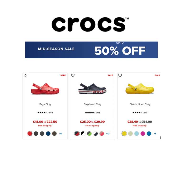 crocs free delivery