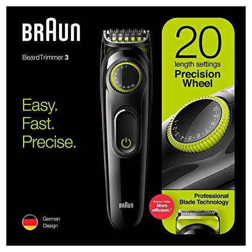 Braun Beard Trimmer BT3221 - Lifetime Sharp Blades, Precision Dial For 20 Length Settings In 0.5 Mm Step Sizes - £15 @ Amazon